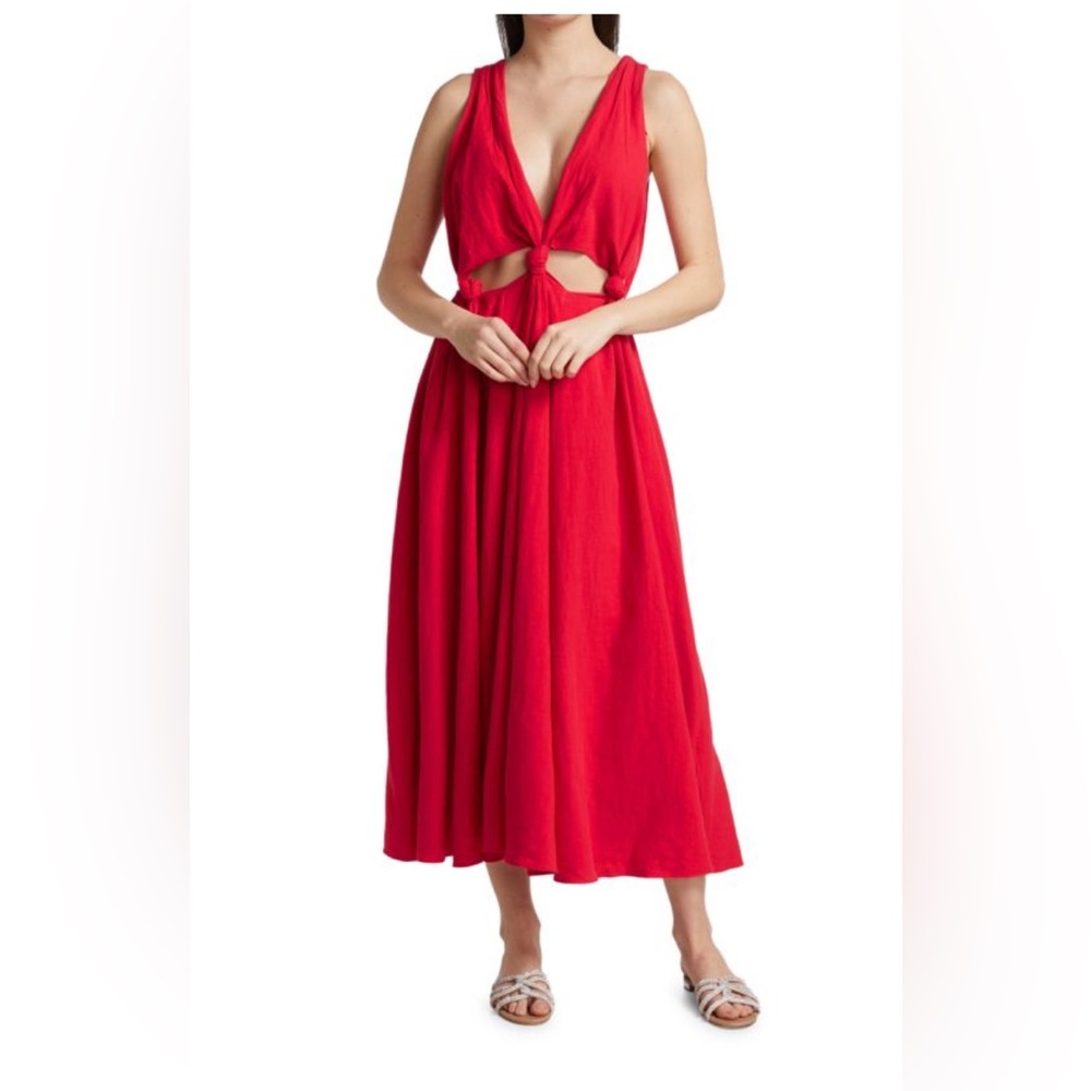FARM Rio Red Backless Dress